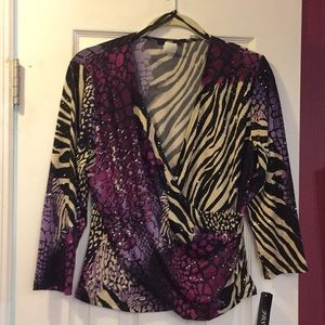 Faux wrap blouse with sequins detail by JBS